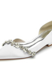 Ploché špicaté dámske topánky klasická svadobná kamienková saténová svadba