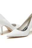 Špicaté jednoduché topánky biela čipka topánky družičky svadobné topánky