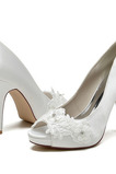Saténové drahokamové topánky na ústa pre ryby svadobné svadobné vysoké podpätky